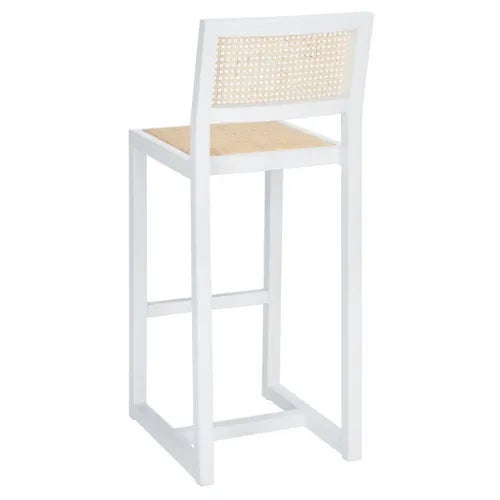 Seika Natural Rattan White Bar Stool - The Mayfair Hall