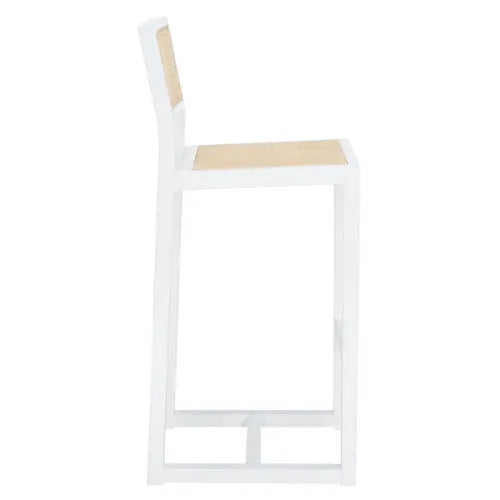 Seika Natural Rattan White Bar Stool - The Mayfair Hall