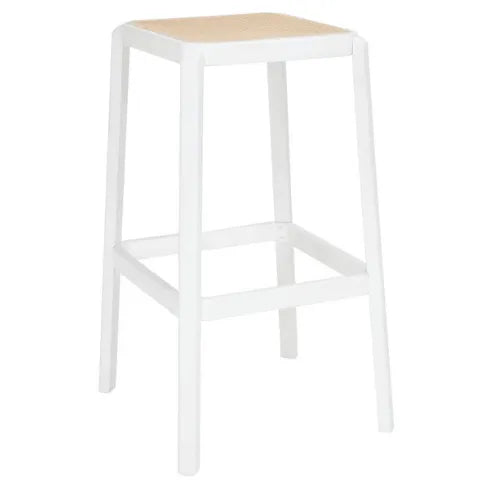 White Beech Wood Backless Cane Bar Stool - The Mayfair Hall