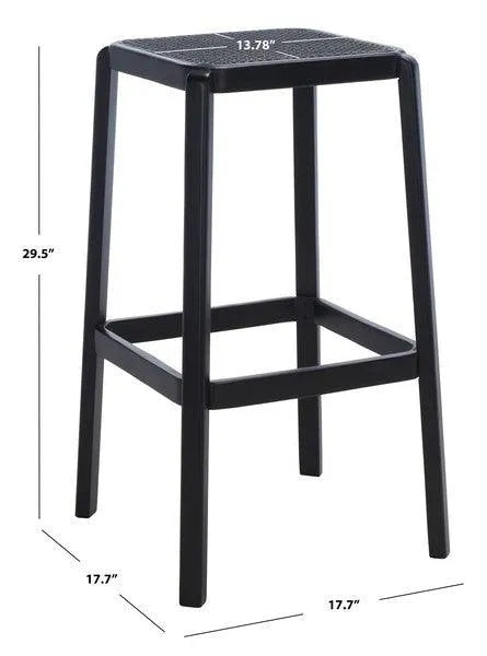 Silus Black Backless Cane Bar Stool - The Mayfair Hall