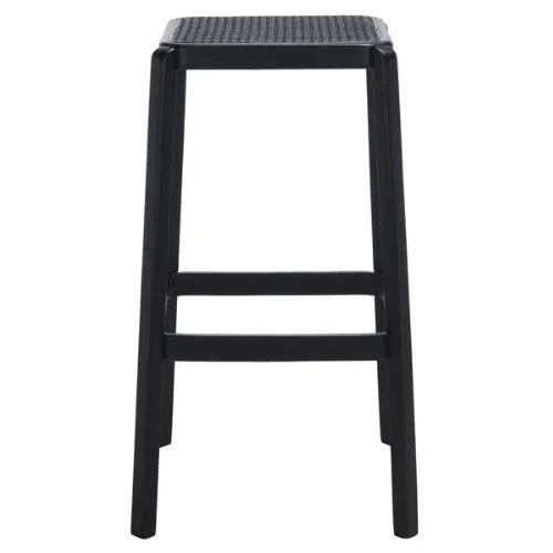 Silus Black Backless Cane Bar Stool - The Mayfair Hall