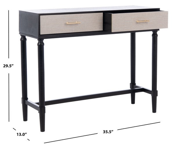 2-Drawer Black Finish Console Table - The Mayfair Hall