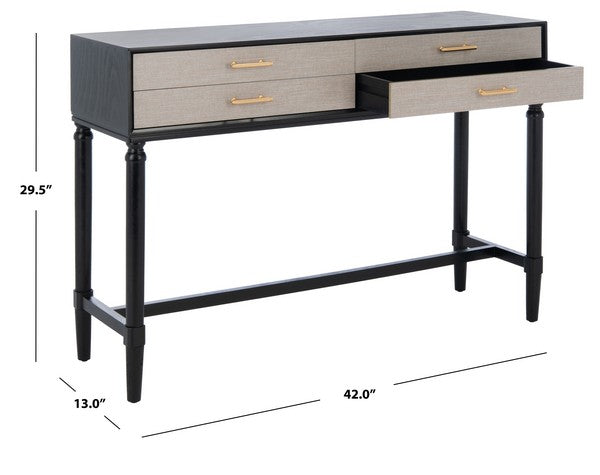 4-Drawer Sleek Black Finished Console Table - The Mayfair Hall