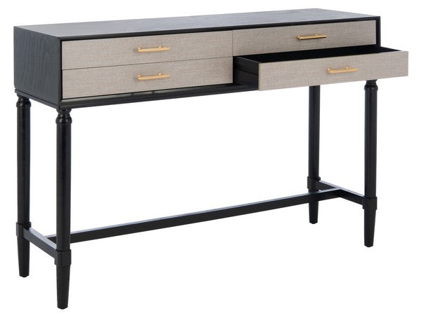 4-Drawer Sleek Black Finished Console Table - The Mayfair Hall