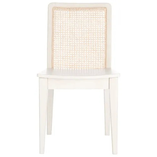 White-Natural Rattan Dining Chair (Set of 2) - The Mayfair Hall
