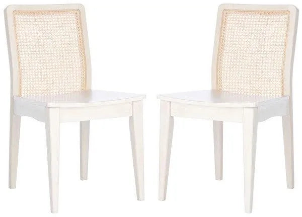 Safavieh Benicio White-Natural Cane Dining Chair (Set of 2)