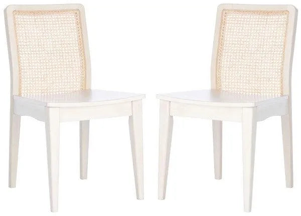 Benicio White-Natural Cane Dining Chair (Set of 2) - The Mayfair Hall