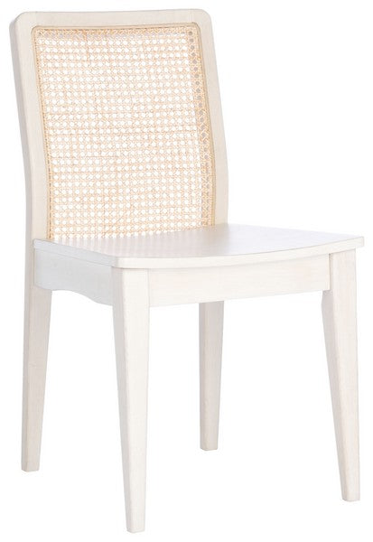 White-Natural Rattan Dining Chair (Set of 2) - The Mayfair Hall