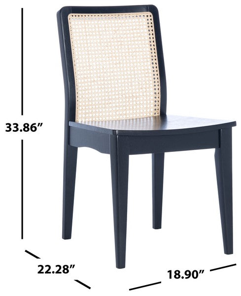 Black-Natural Rattan Dining Chair (Set of 2) - The Mayfair Hall