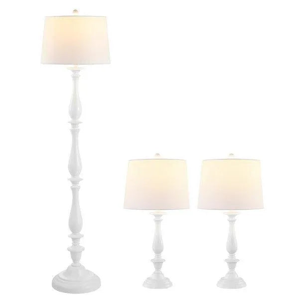 Bessie White Candlestick Floor and Table Lamp Set (Set of 3) - The Mayfair Hall