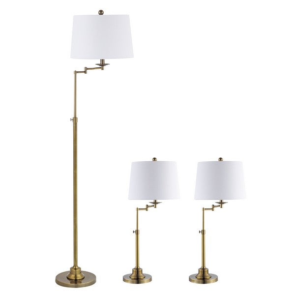 BRASS GOLD-WHITE  FLOOR AND TABLE LAMP (SET OF 3) - The Mayfair Hall