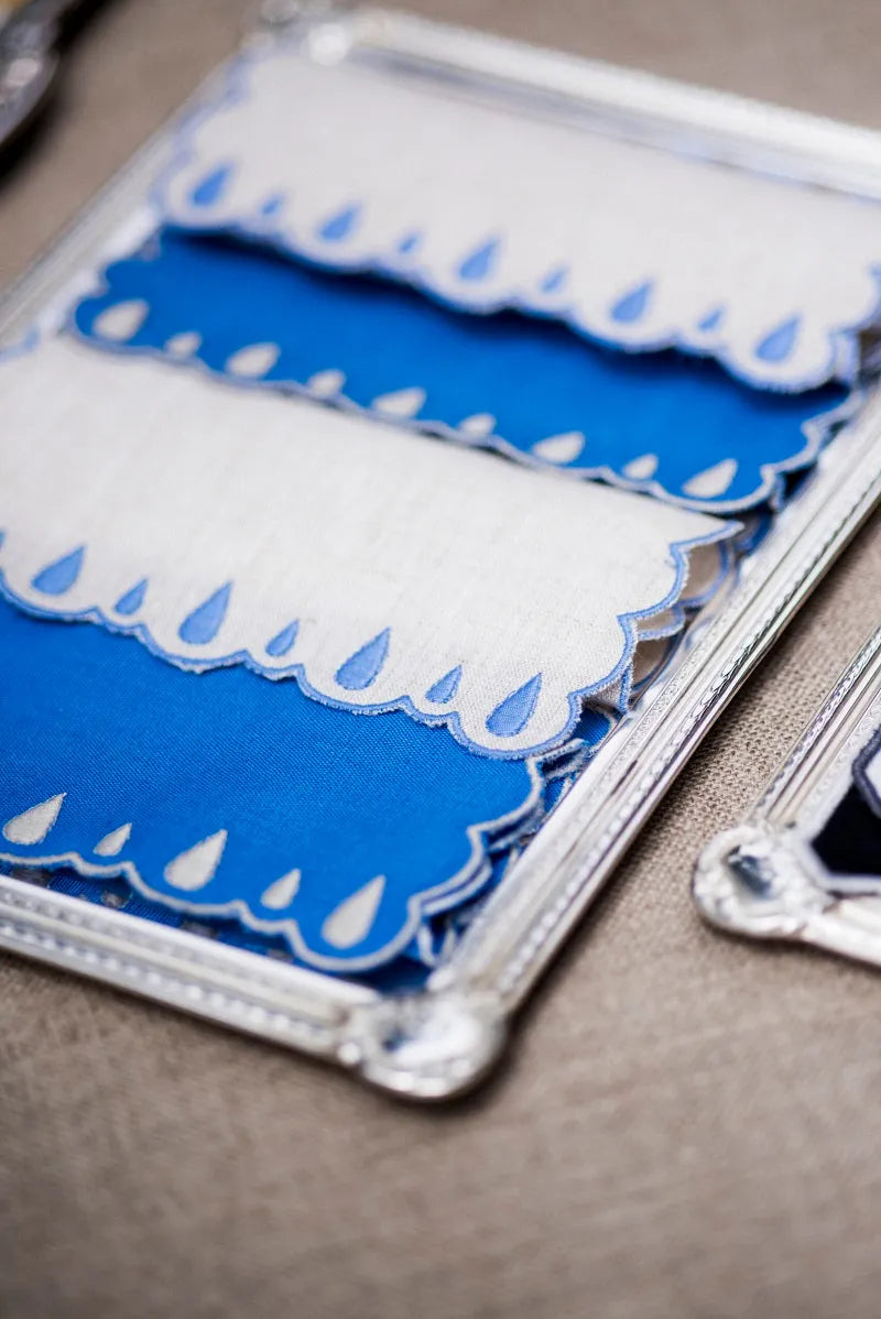Los Encajeros Drops Eco/Palace Blue Cocktail Napkins (Set of 4) - The Mayfair Hall