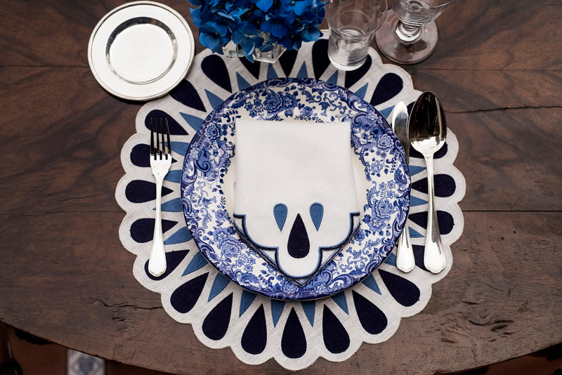 Los Encajeros Drops Navy Placemat (Set of 4) - The Mayfair Hall