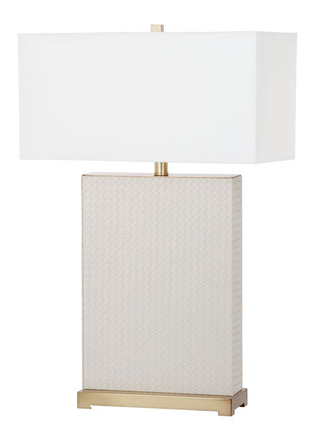 Joyce Off-White Woven Faux Leather Table Lamp (Set of 2) - The Mayfair Hall