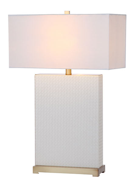 27.75-INCH H FAUX CREAM WOVEN LEATHER TABLE LAMP (SET OF 2) - The Mayfair Hall