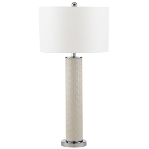 Ollie Off-White Faux Woven Leather Table Lamp (Set of 2) - The Mayfair Hall
