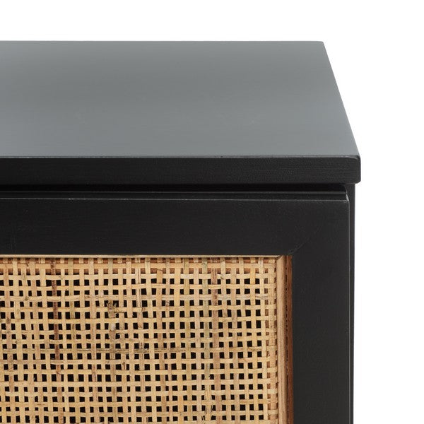 Zadie Black Woven Rattan Media Stand - The Mayfair Hall