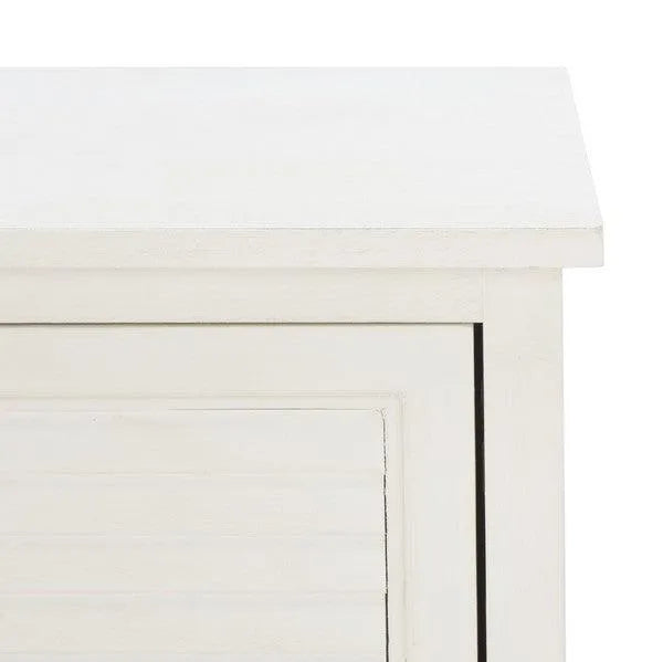 Tate Distressed White Traditional Media Stand - The Mayfair Hall