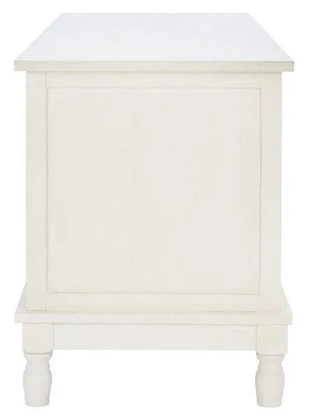 Tate Distressed White Traditional Media Stand - The Mayfair Hall