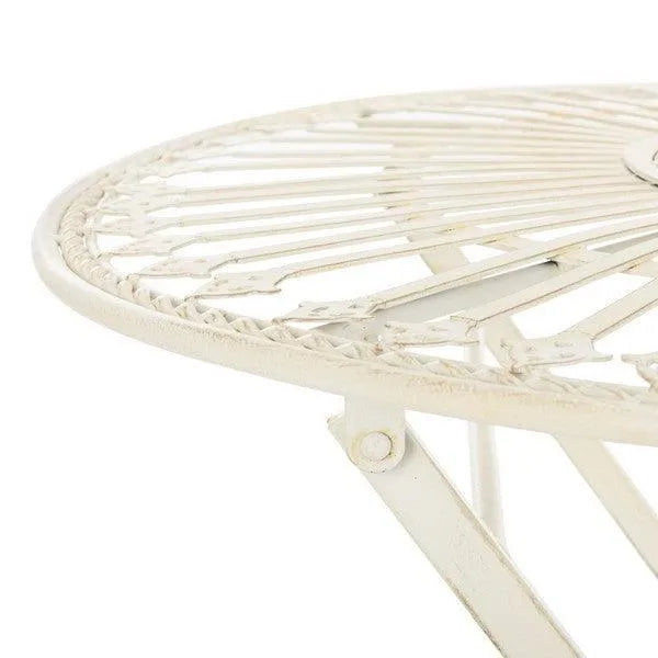 Pearl White Metal Outdoor Coffee Set (3 Piece Set) - The Mayfair Hall