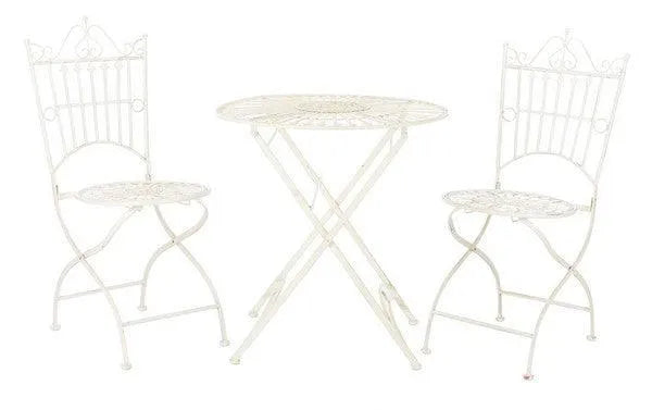 Pearl White Metal Outdoor Coffee Set (3 Piece Set) - The Mayfair Hall