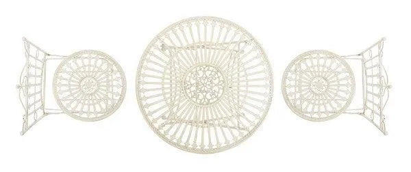 Pearl White Metal Outdoor Coffee Set (3 Piece Set) - The Mayfair Hall