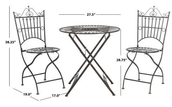 Safavieh Belen Black Rust Metal Outdoor Bistro Set (3 Piece Set)