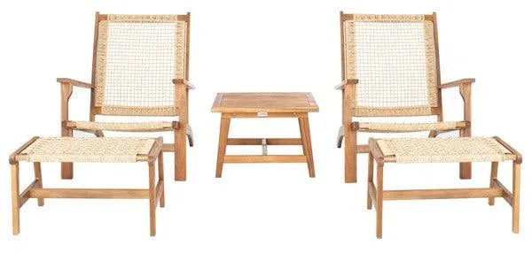 Safavieh Chantelle Natural-Light Brown Woven Rattan Outdoor Lounge Set (5 Piece Set)