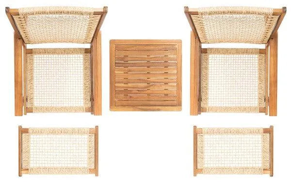 Safavieh Chantelle Natural-Light Brown Woven Rattan Outdoor Lounge Set (5 Piece Set)
