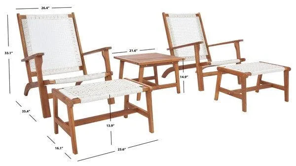 Safavieh Chantelle Natural-White Outdoor Lounge Set (5 Piece Set)