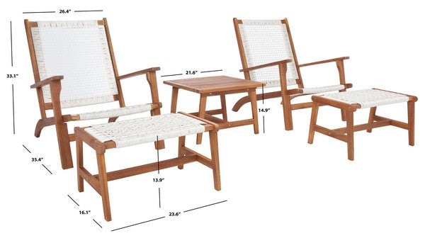 Chantelle Natural-White Outdoor Lounge Set (5 Piece Set) - The Mayfair Hall