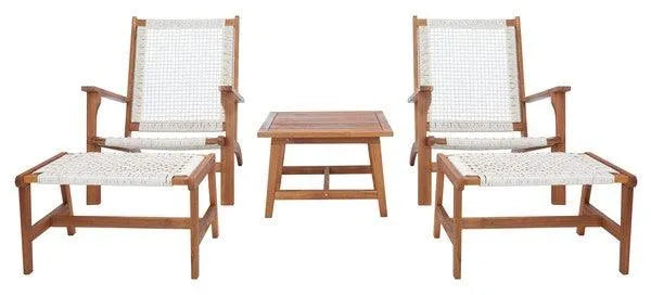 Safavieh Chantelle Natural-White Outdoor Lounge Set (5 Piece Set)