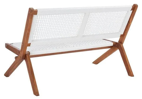 Kobina White Woven Outdoor Bench - The Mayfair Hall