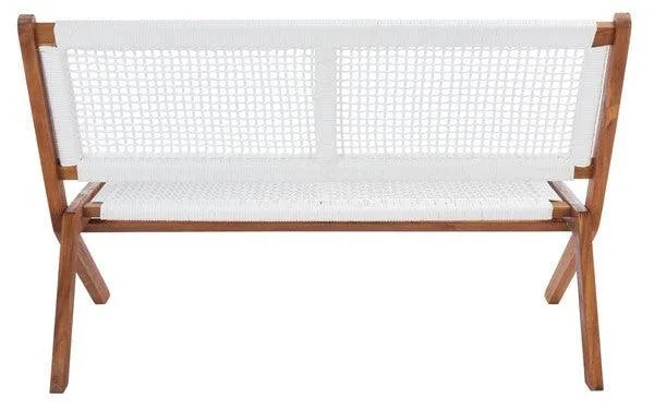 Kobina White Woven Outdoor Bench - The Mayfair Hall