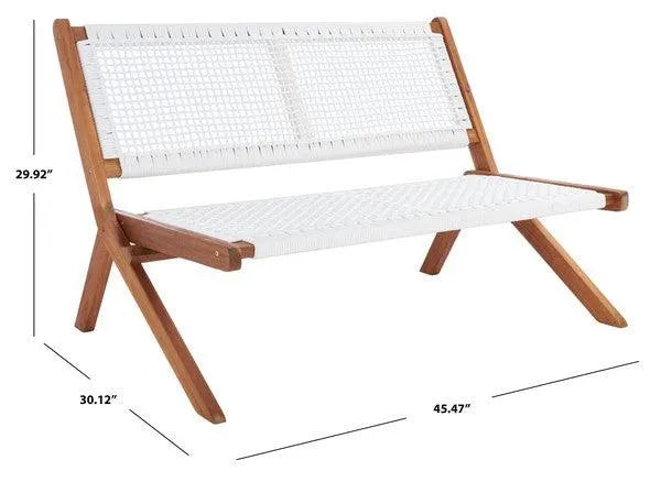 Kobina White Woven Outdoor Bench - The Mayfair Hall