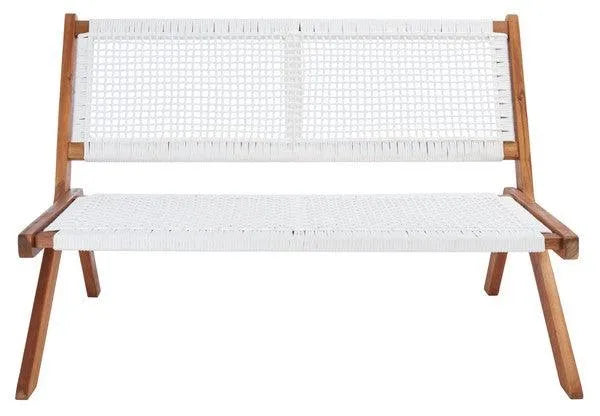 Kobina White Woven Outdoor Bench - The Mayfair Hall