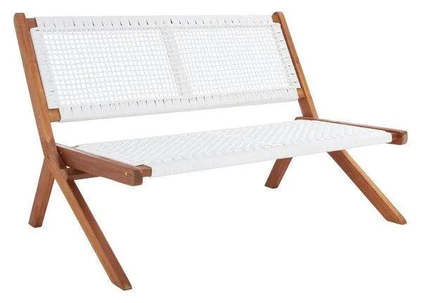 Kobina White Woven Outdoor Bench - The Mayfair Hall