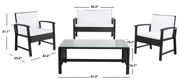 Krissy Modern Black and White Outdoor Lounge Set (4 Piece Set) - The Mayfair Hall