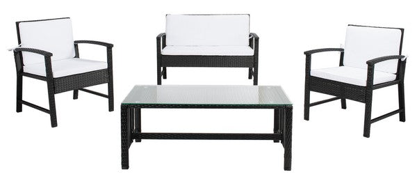 Krissy Modern Black and White Outdoor Lounge Set (4 Piece Set) - The Mayfair Hall