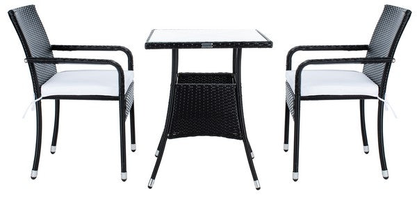 Laban Black-White Contemporary Outdoor Bistro Dining Set (3 Piece Set) - The Mayfair Hall