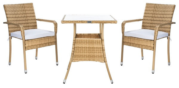 Laban Natural-White Contemporary Bistro Dining Set (3 Piece Set) - The Mayfair Hall