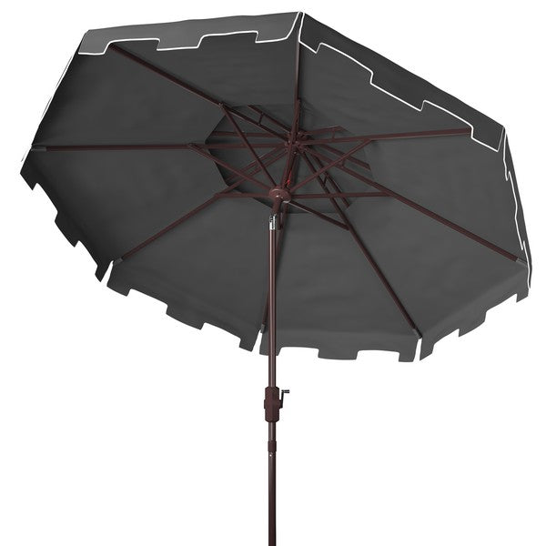 9ft Grey-White Crank Umbrella With Flap - The Mayfair Hall