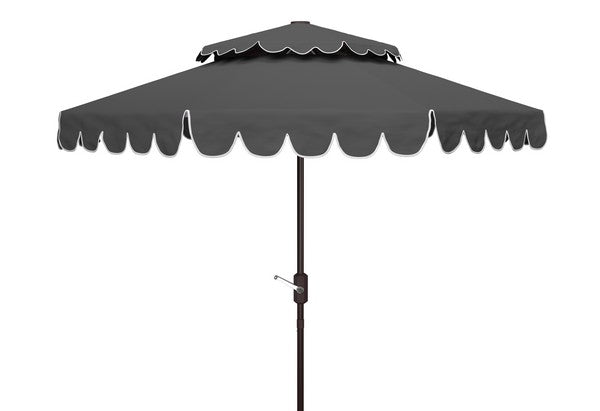 9ft Grey Double Top Round Crank Umbrella - The Mayfair Hall