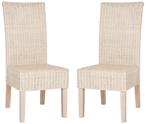 Arjun White Washed Wicker Dining Chair (Set of 2) - The Mayfair Hall