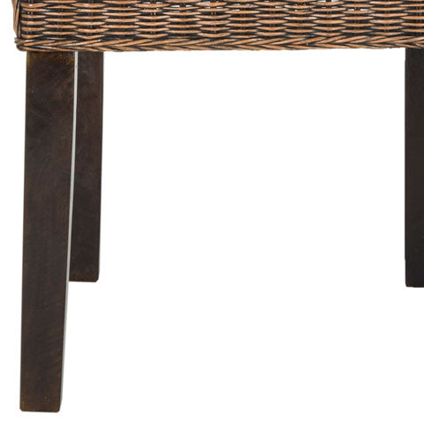 Modern Brown Wicker Dining Chair in Dark Pine Legs (Set of 2) - The Mayfair Hall