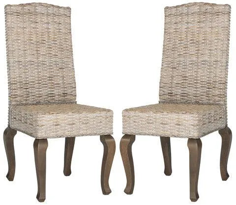 Safavieh Milos White Washed Wicker Dining Chair (Set of 2)