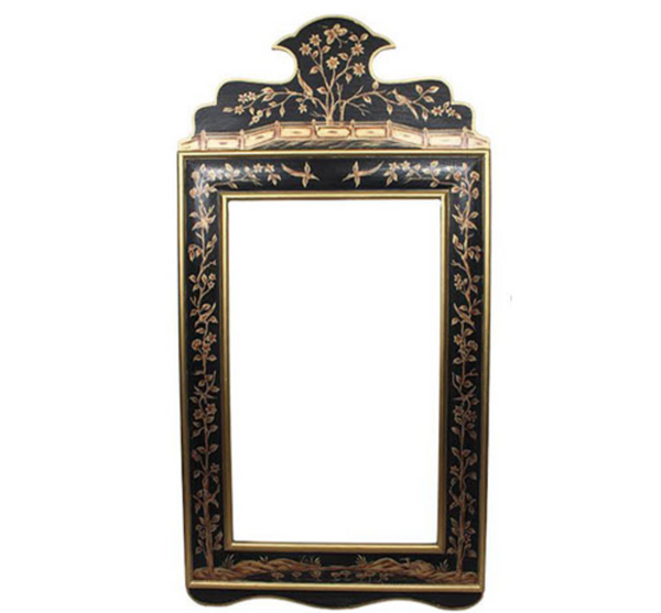 Black and Gold Wide Floral Mirror - The Mayfair Hall