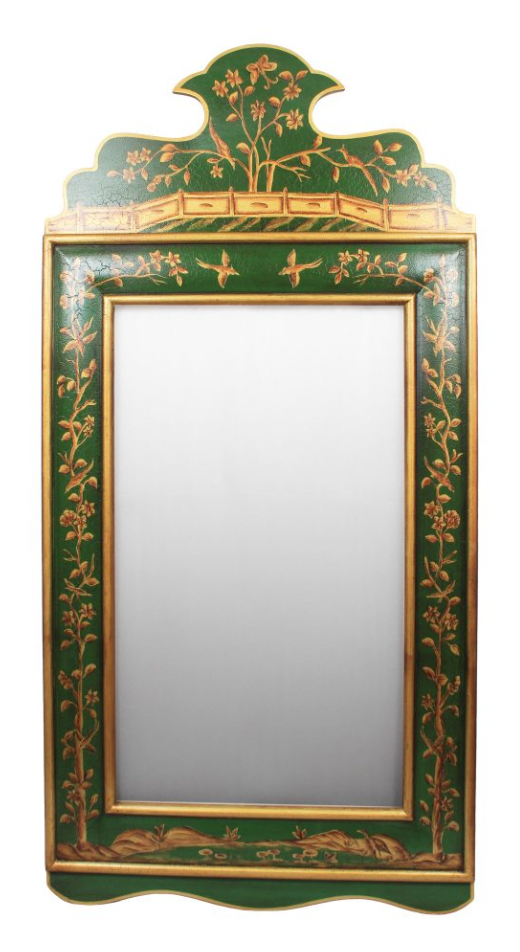 Moss Green and Gold Wide Floral Mirror - The Mayfair Hall