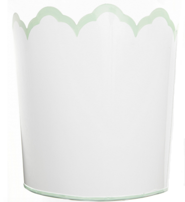 Scalloped White/Pale Green Planter (2 Sizes) - The Mayfair Hall