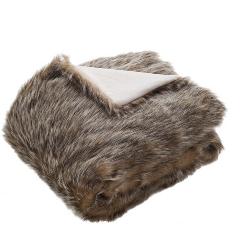 Grey Faux Fur Throw Blanket - The Mayfair Hall